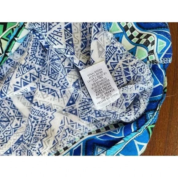 Umgee Women's Dress Size Large Blue Geometric Bohemian‎ Hippie Cotton Blend - Picture 9 of 10